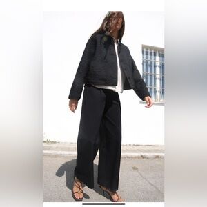 Zara Black jacket with floral embroidery. Size Large